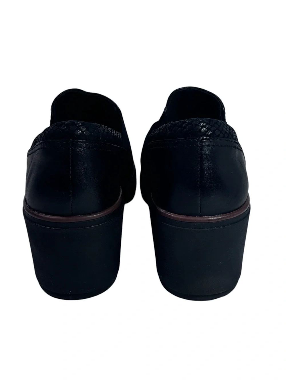 Clarks Collection Mazy Squam Black Slip On Wedge Shoes - size 7.5